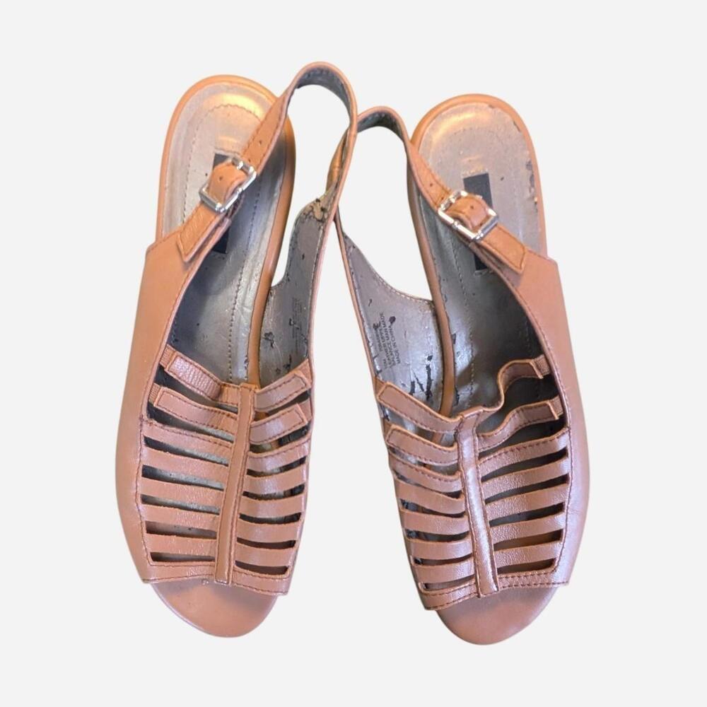 Early 2000s Array Tan Leather Caged Fisherman Sli… - image 3